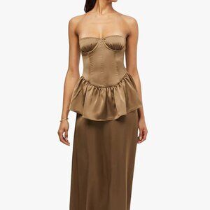 NWT WeWoreWhat Strapless Corset Peplum Maxi Dress